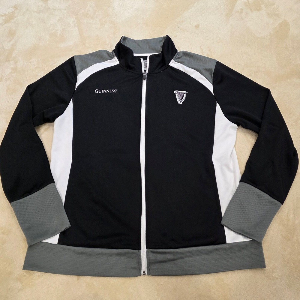 Official Guinness Women's Dry Fit Performance Track Jacket Size L Black White
